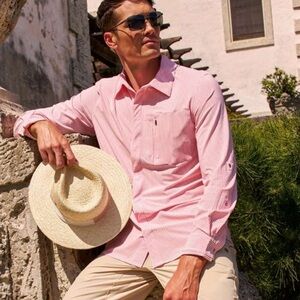 Coolibar Men's Fiera UPF 50 + Smart Long Sleeve Shirt Stripe Large